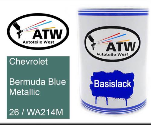 Chevrolet, Bermuda Blue Metallic, 26 / WA214M: 500ml Lackdose, von ATW Autoteile West.